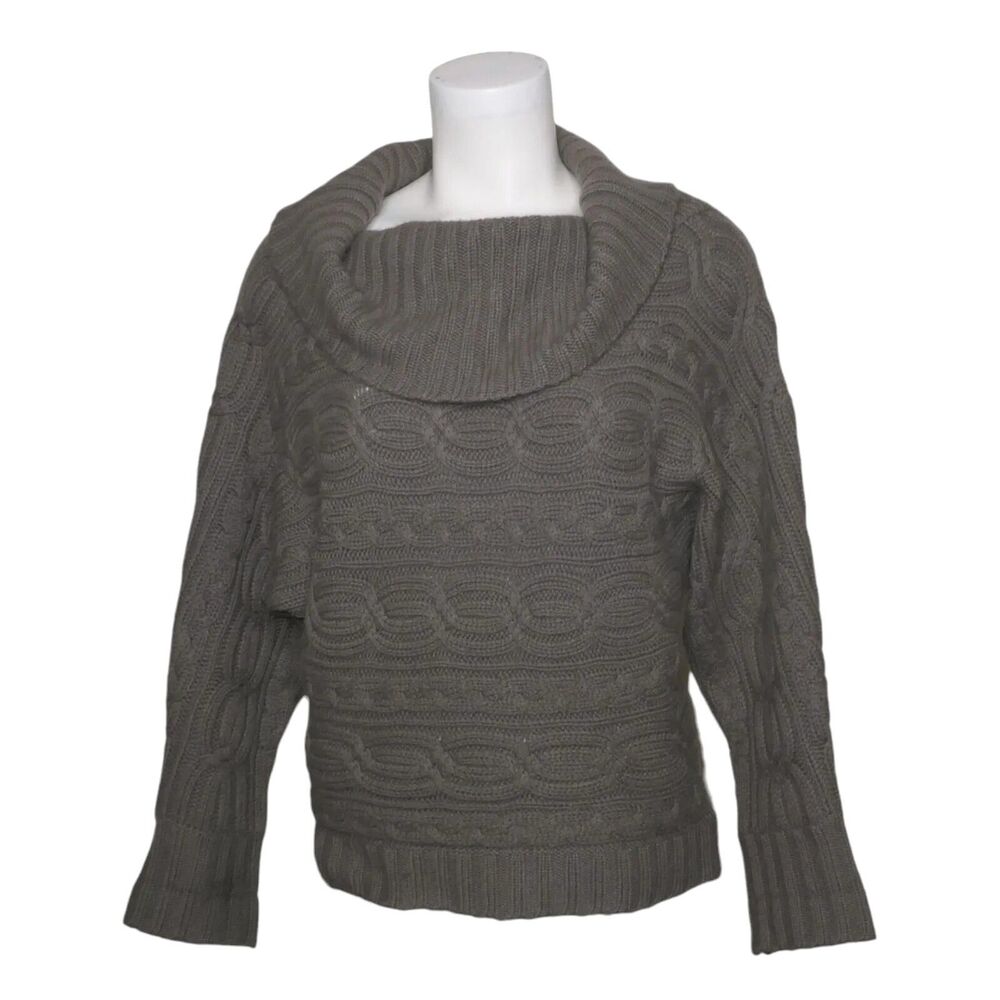 Theory Women's M 100% Cashmere Sz P Cowl Neck Ribbed Brown Pullover Sweater  EUC